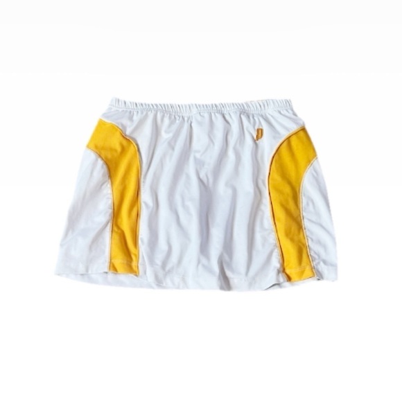 Prince Vintage Athletic Tennis Skort White Yellow Pull On Waist Size Large - Picture 1 of 7